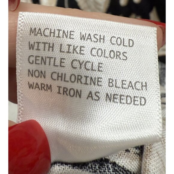 Nicole Miller New York Womens XL Black Beige Floral Linen Blouse Office Casual - Picture 8 of 8